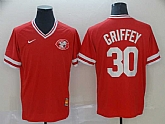 Reds 30 Ken Griffey Jr Red Throwback Jerseys,baseball caps,new era cap wholesale,wholesale hats